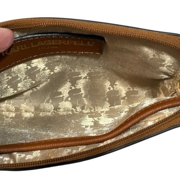 EUC Karl Lagerfeld Paris Faux Leather Wristlet - Caramel Brown - Picture 9 of 9